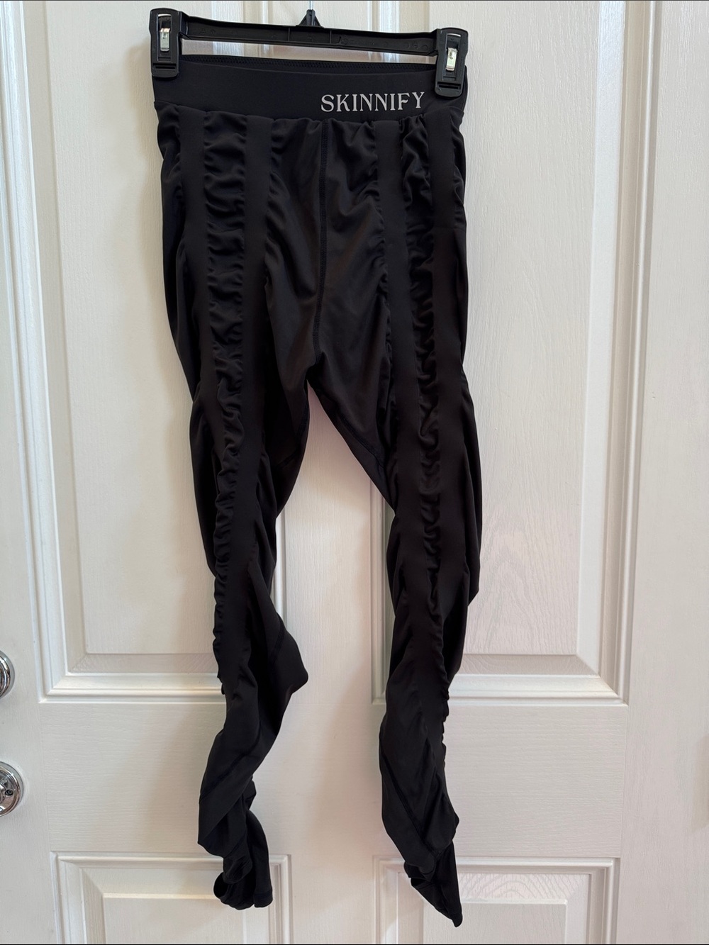 Skinnify Black Resistance Band Leggings Ruched High Waist Stacked Tights